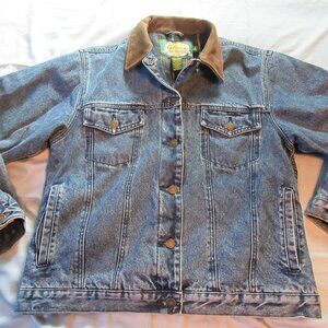 Mens Vtg Cabelas Denim Flannel Lined Trucker Jacket Sz M Blue